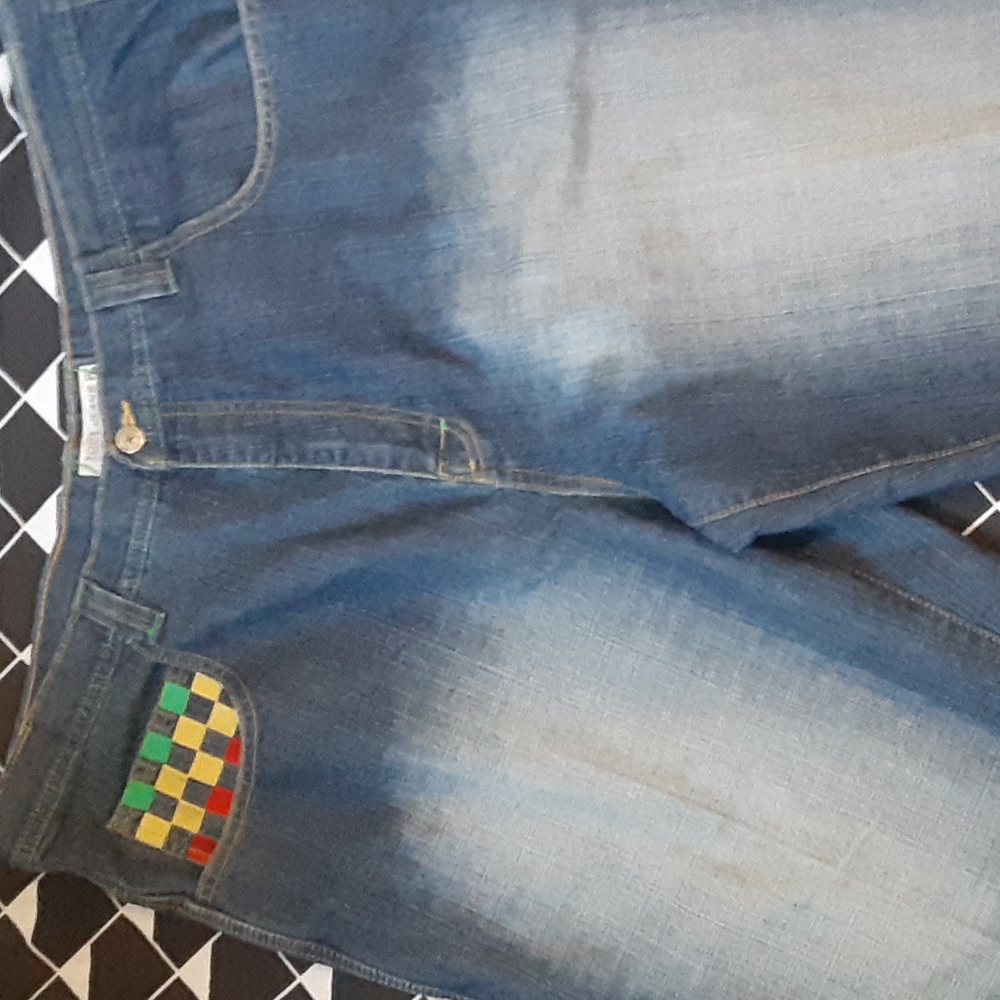 Tool Jean's, colorful checkerboard pockets,  size 44 - Picture 3 of 14